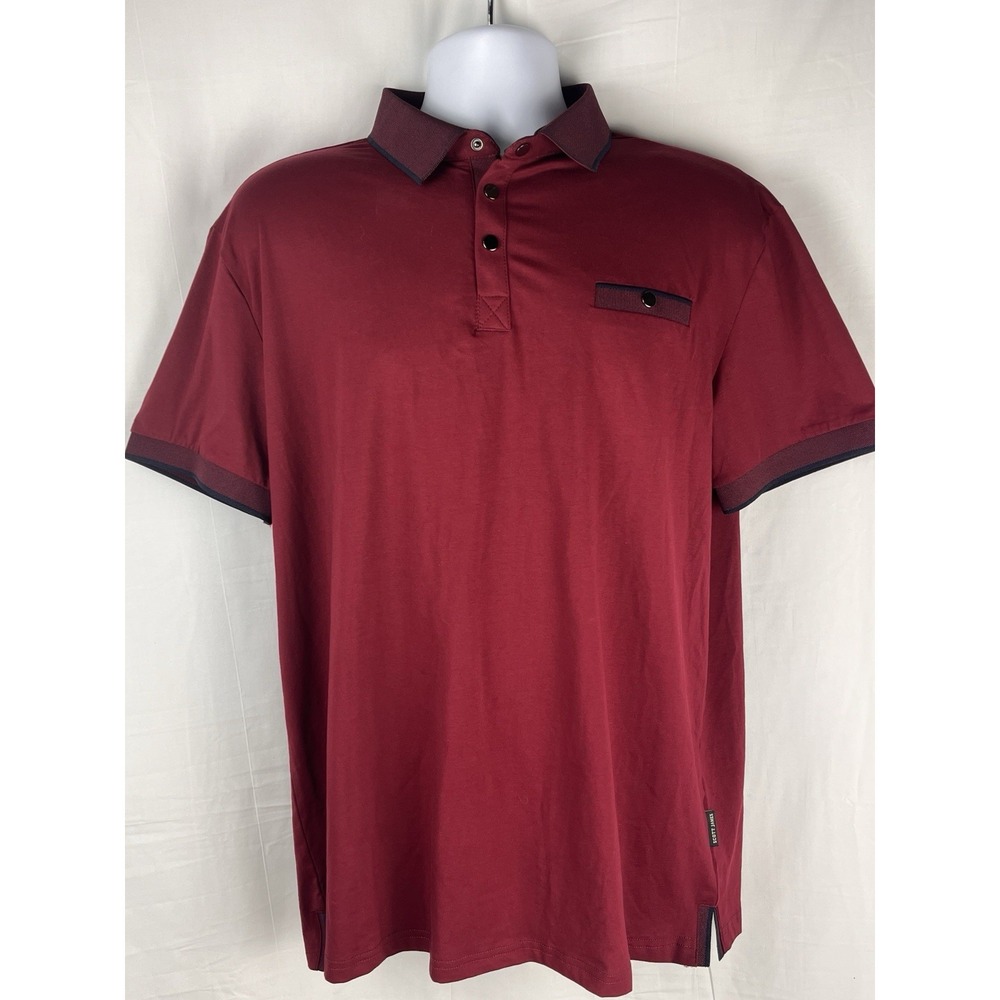 Scott James Golf Polo Mens XL Burgundy Short Sleeve Snap Closure